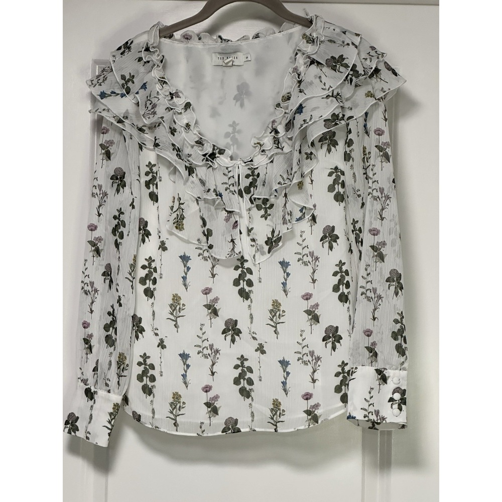 Ted Baker London, Women's Ruffle Floral Blouse, Size‎ 0
